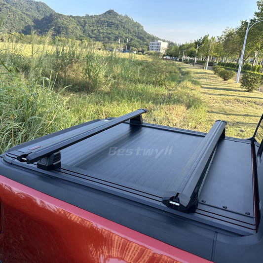 Bed rack crossbars kit Fit Retractable hard Tonneau Cover Heavy-duty Aluminum crossbar Lockable Mounted on rails