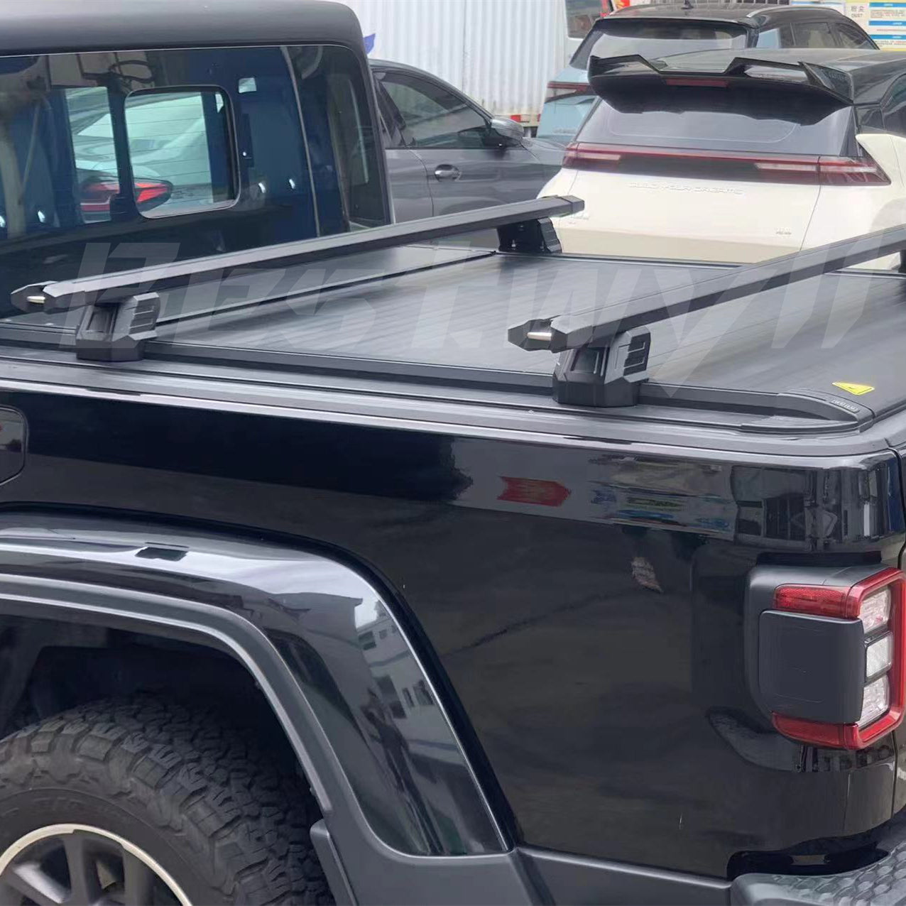 Bed rack crossbars kit Fit Retractable hard Tonneau Cover Heavy-duty Aluminum crossbar Lockable Mounted on rails