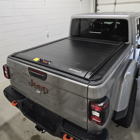 Bestwyll Retractable hard Tonneau Cover RAM 1500/ JEEP Gladiator bed cover Aluminum matte black profile waterproof
