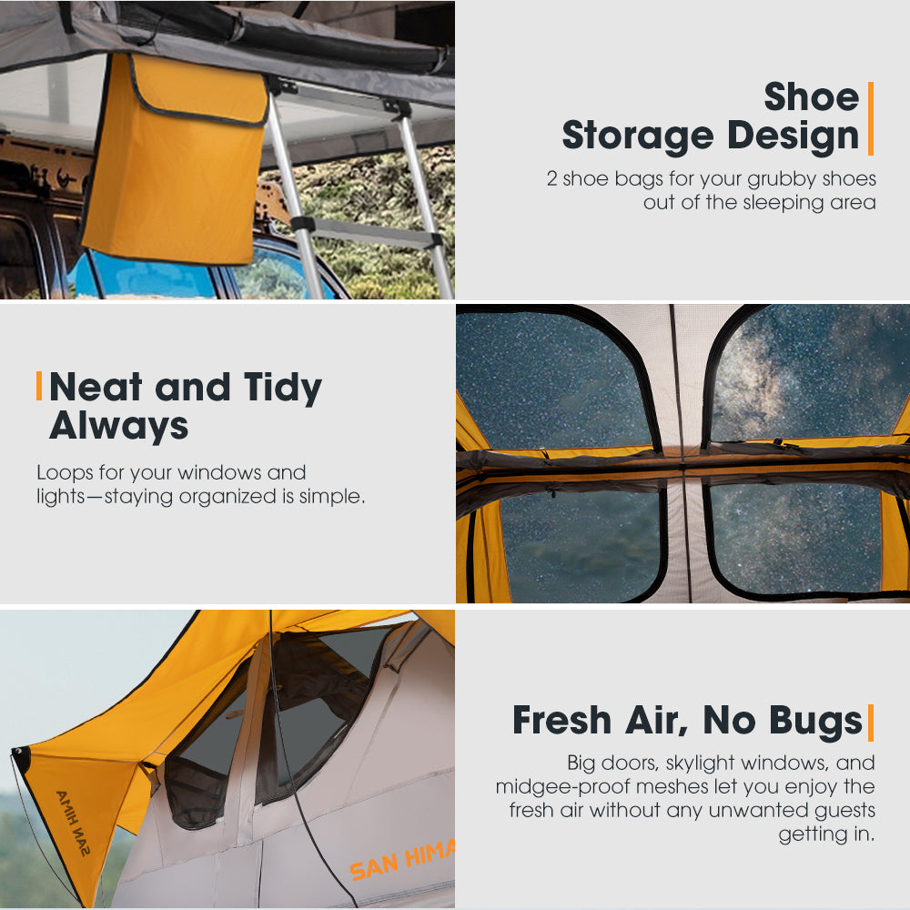 SAN HIMA Ultralight soft shell roof tent, large space for 2-3 people, free installation and warranty