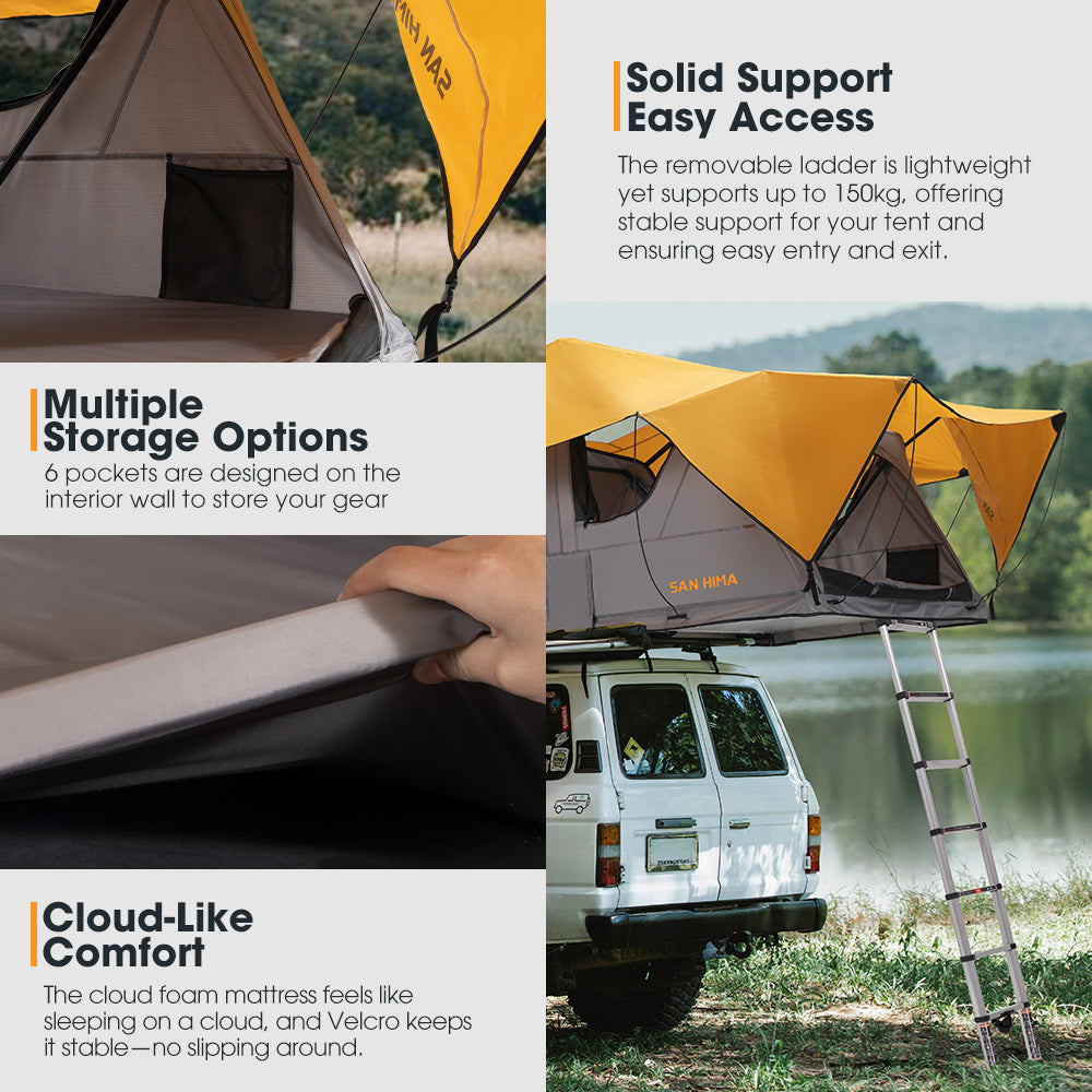 SAN HIMA Ultralight soft shell roof tent, large space for 2-3 people, free installation and warranty