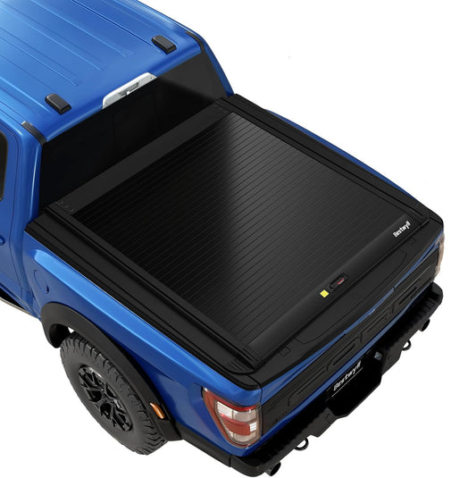 Bestwyll Retractable hard Tonneau Cover-Manual fits FORD F-150/Maverick 5' 5.5' 6.5' Aluminum bed cover matte black profile waterproof