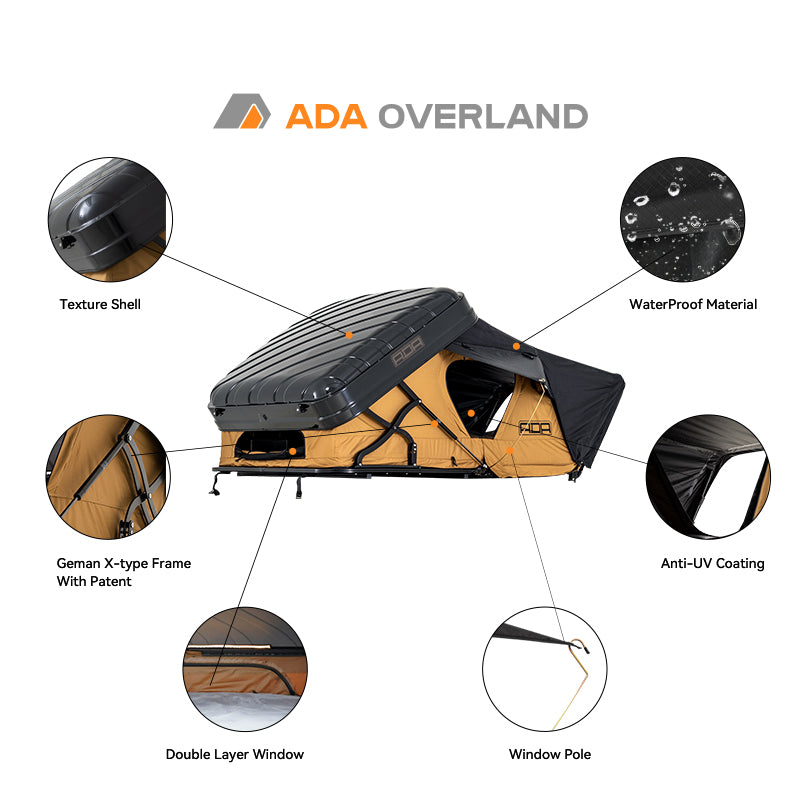 ADA ROOF TOP TENT PS160/190 ABS Hard Shell Best Tents for Truck Camping Large capacity 2-4 people Two sizes