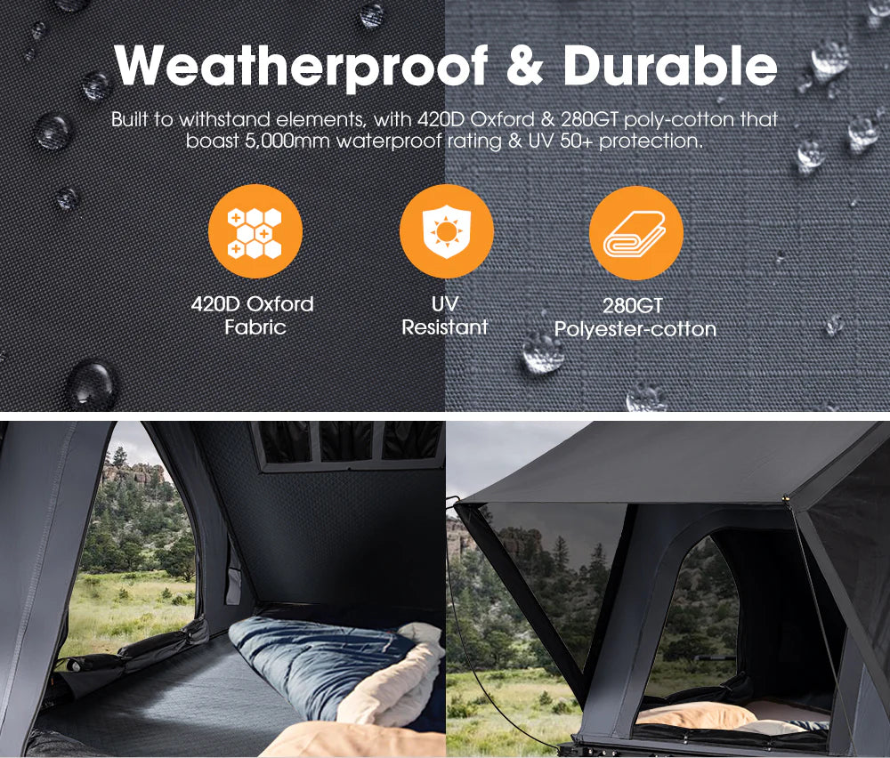 San Hima Hotham Lite Aluminum Roof Top Tent Hard shell Camping 4WD 4x4 Light and Thin Roof Tent