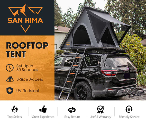 San Hima Hotham Lite Aluminum Roof Top Tent Hard shell Camping 4WD 4x4 Light and Thin Roof Tent