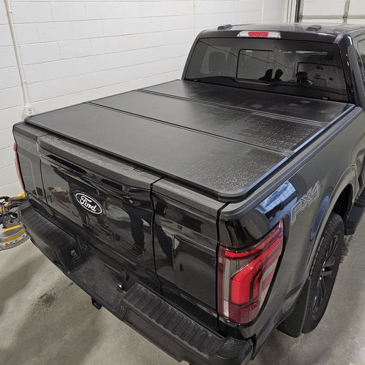 Hard Solid Tri-Fold Tonneau Cover FORD F150(Raptor/Lightning)Maverick Quick installation and removal Extendable crossbar