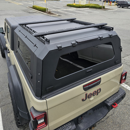 Heavy-Duty Steel crossbars Fit Truck Canopy with U-shaped steel roof rails Compatible with rooftop tents, ladders, kayaks, and other gear