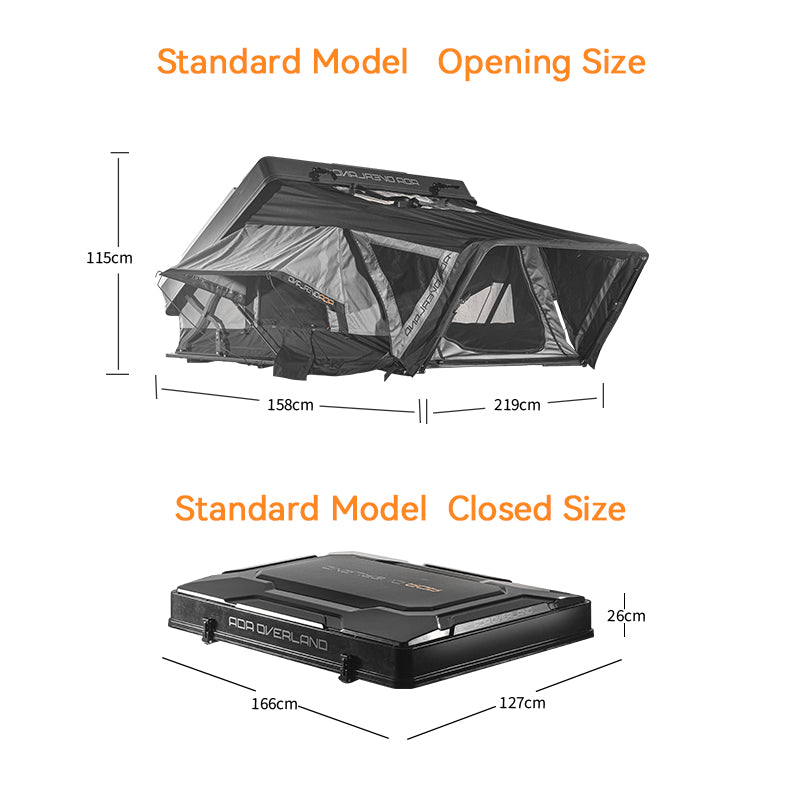 ADA ROOF TOP TENT PS165 ABS Hard Shell Stylish large space roof tent for 2-3 people Best RTT for Trucks