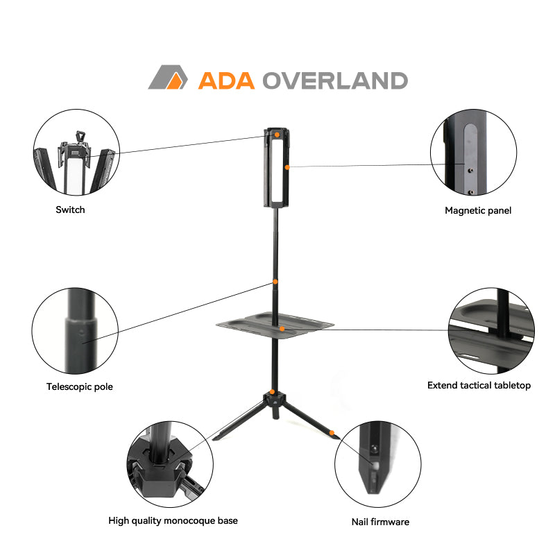 ADA OVERLAND Magnetic Extended Multi-functional Outdoor Rechargeable Camping Light Power Bank with Portable Advantages