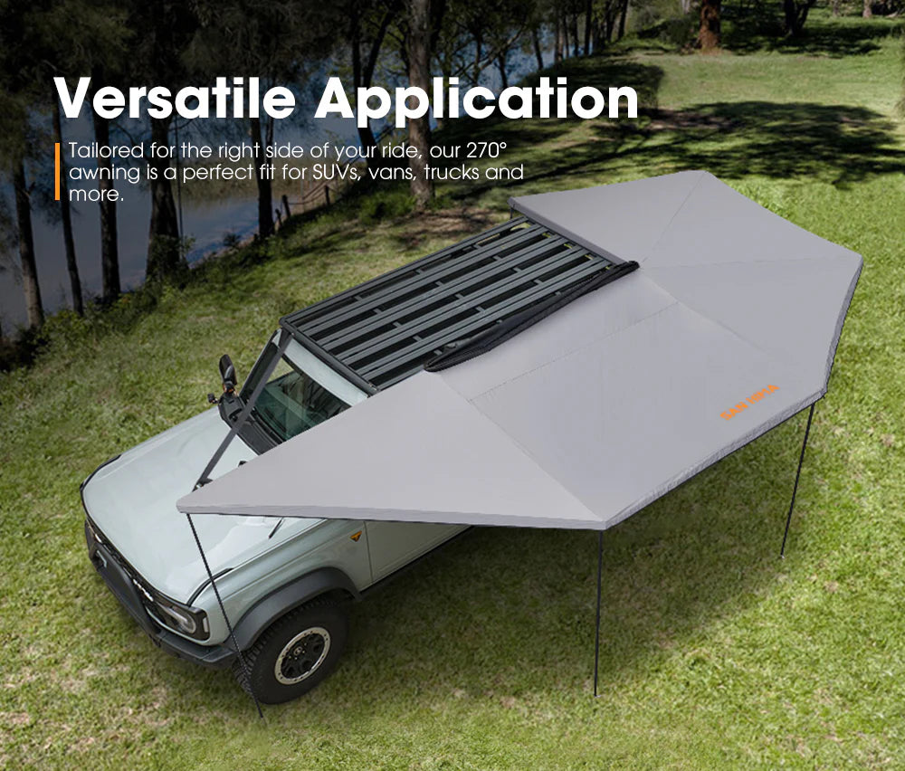 San Hima 270 Degree Free-Standing Awning 600D Double-Ripstop overlanding car camping