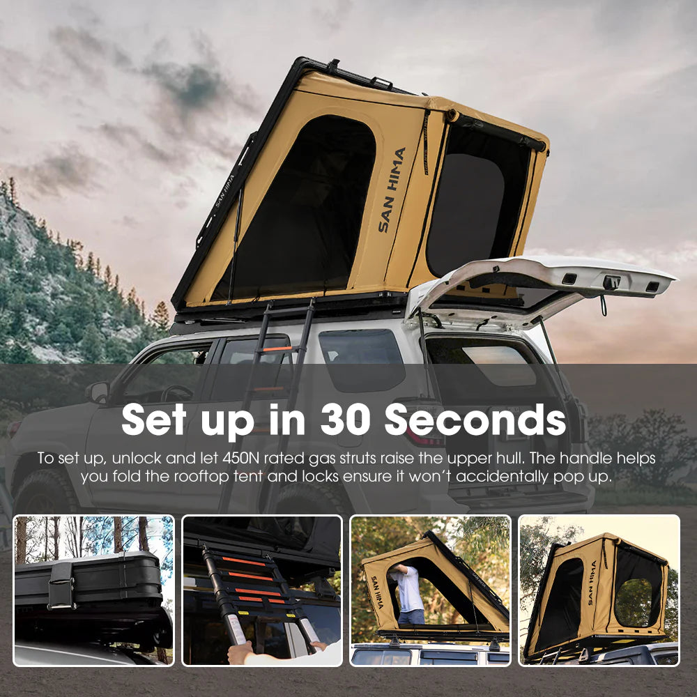 San Hima Hotham Aluminum Roof Top Tent Hardshell Camping 4WD 4x4  Large space