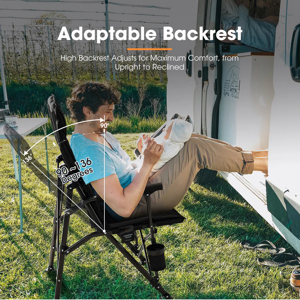 San Hima Luxury Folding Camping Chair Portable Outdoor Thick Padding With Storage Bag