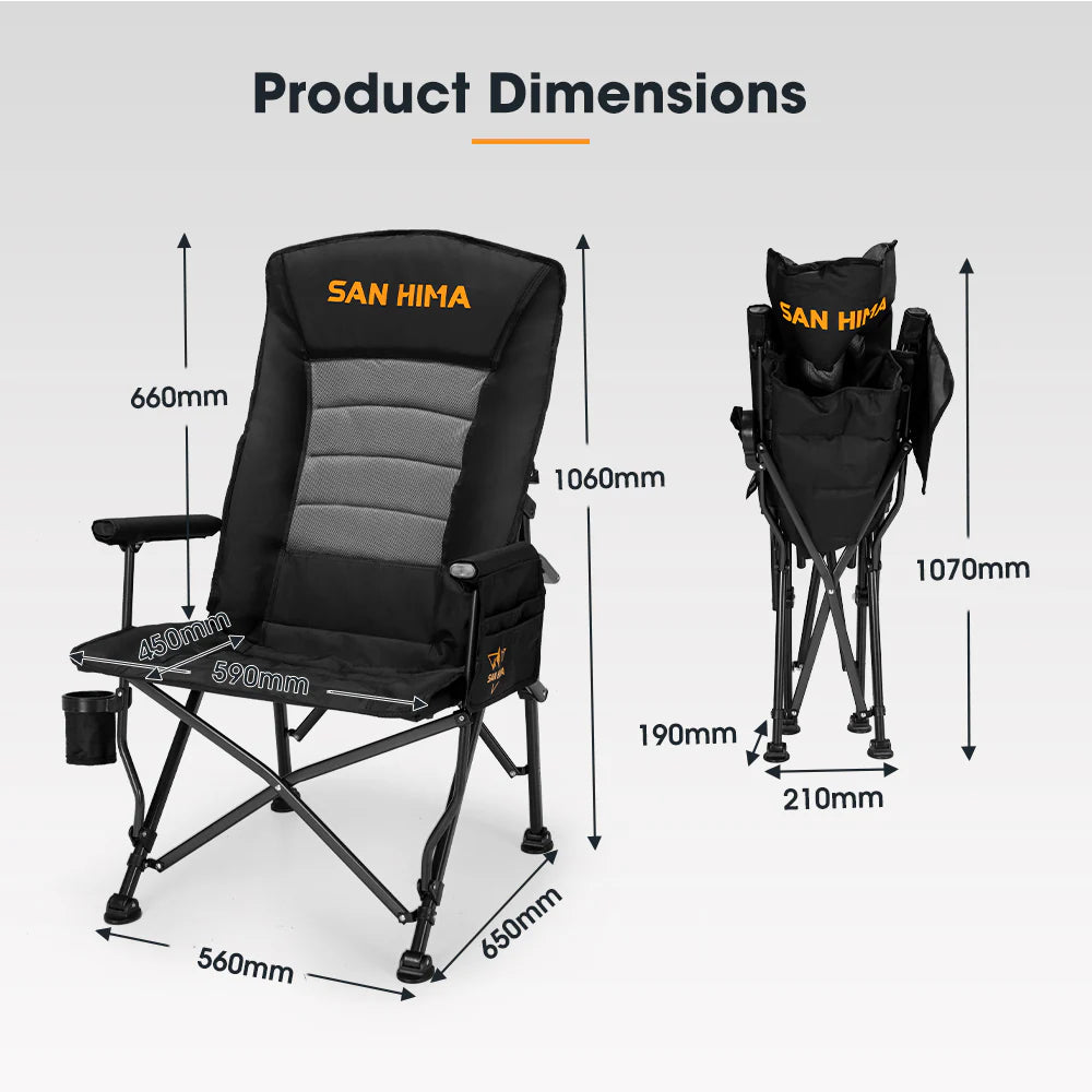 San Hima Luxury Folding Camping Chair Portable Outdoor Thick Padding With Storage Bag