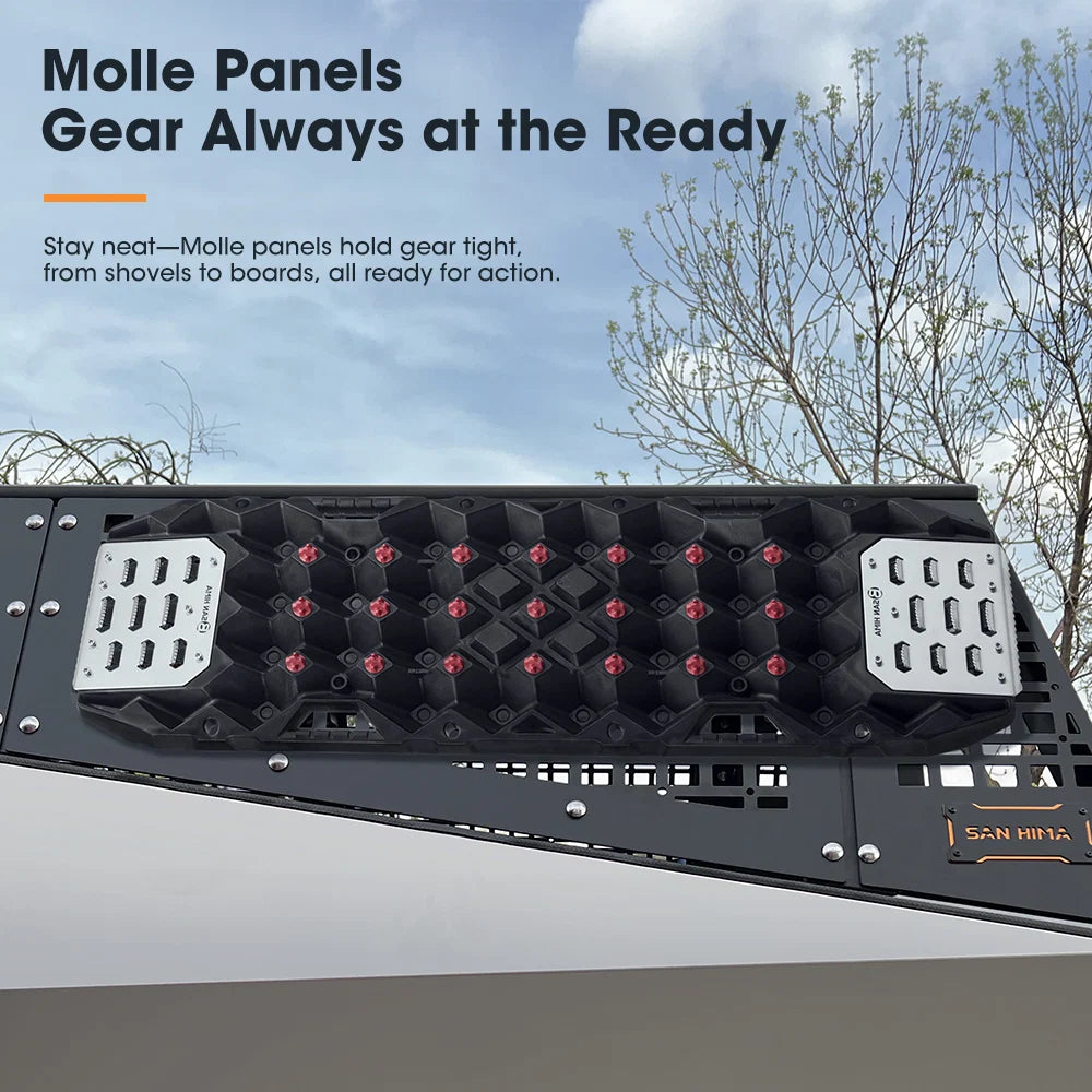 San Hima Tesla Cybertruck Bed Rack Kit Molle Panel Rack Modular Design Heavy-Duty Load Capacity