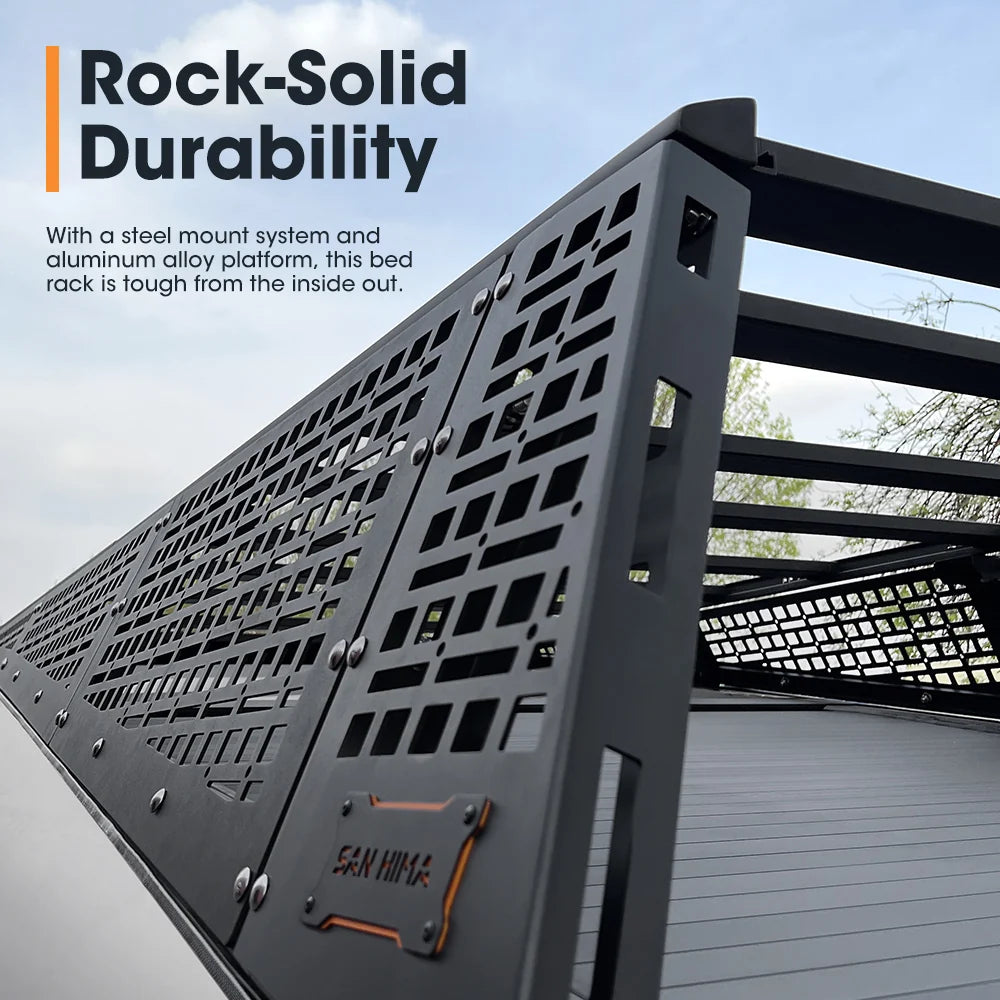 San Hima Tesla Cybertruck Bed Rack Kit Molle Panel Rack Modular Design Heavy-Duty Load Capacity