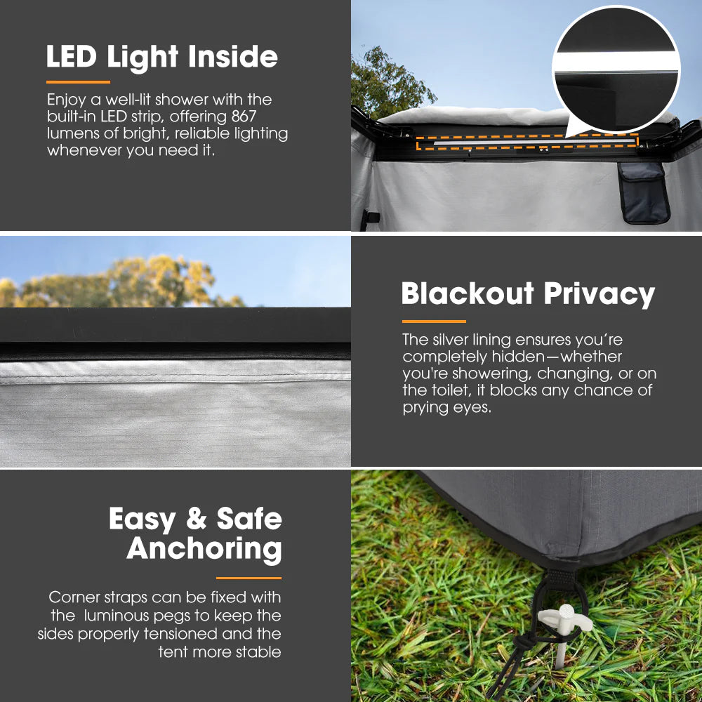San Hima Shower Awning Instant Ensuite Tent Fold-Out Camping & Shower Tent+ Base