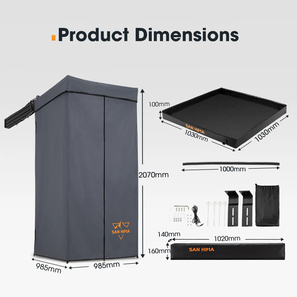 San Hima Shower Awning Instant Ensuite Tent Fold-Out Camping & Shower Tent+ Base