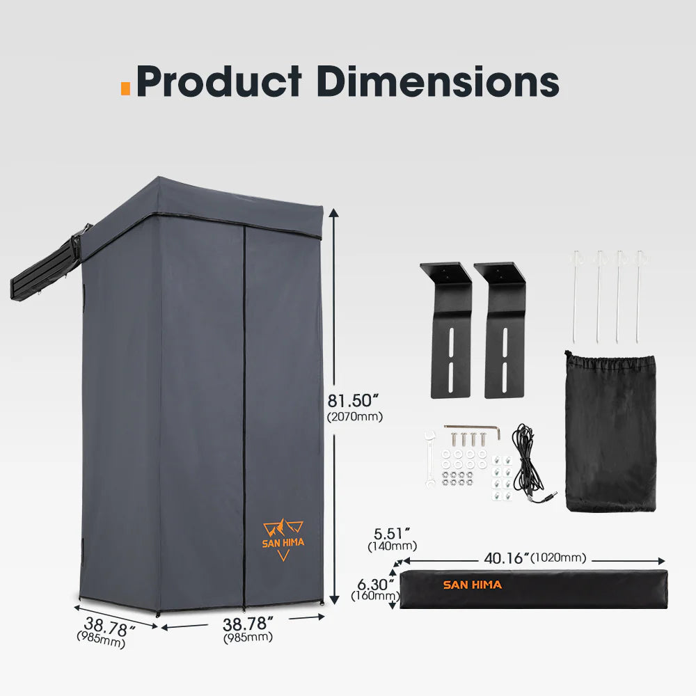 San Hima Awning Shower Tent with Roof Fold-Out 90° Swing Arm Truck Car camping（副本）