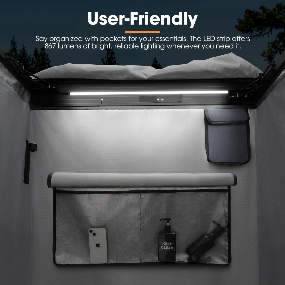 San Hima Awning Shower Tent with Roof Fold-Out 90° Swing Arm Truck Car camping（副本）