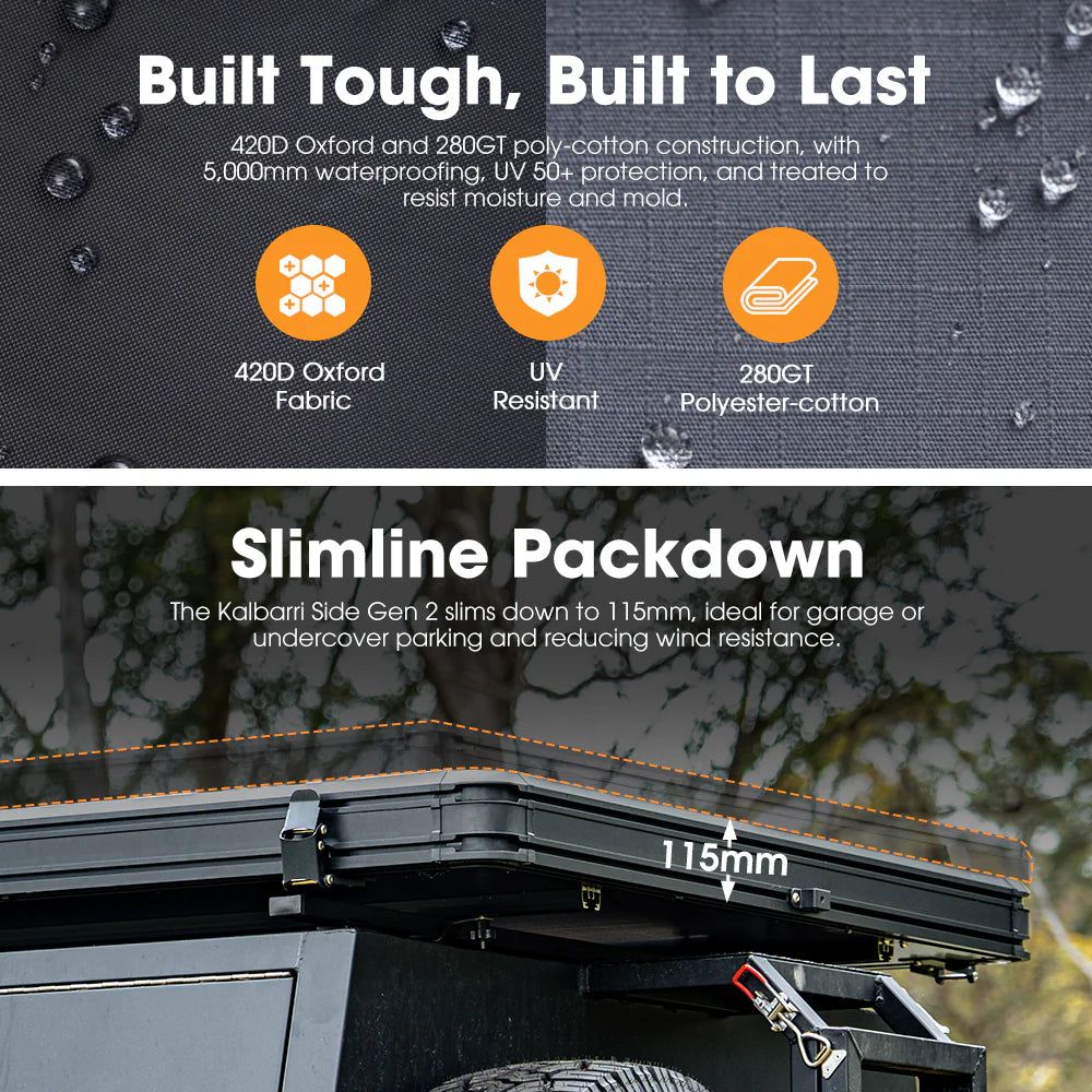 San Hima Kalbarri Side Gen 2 Rooftop Tent 2-3 people Hard shell With Ladder Waterproof 4WD