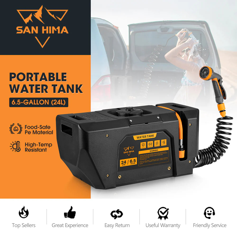 San Hima 6.5-Gal Portable Water Tank Outdoor Camping Caravan Pressure shower