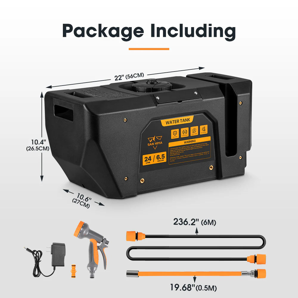 San Hima 6.5-Gal Portable Water Tank Outdoor Camping Caravan Pressure shower